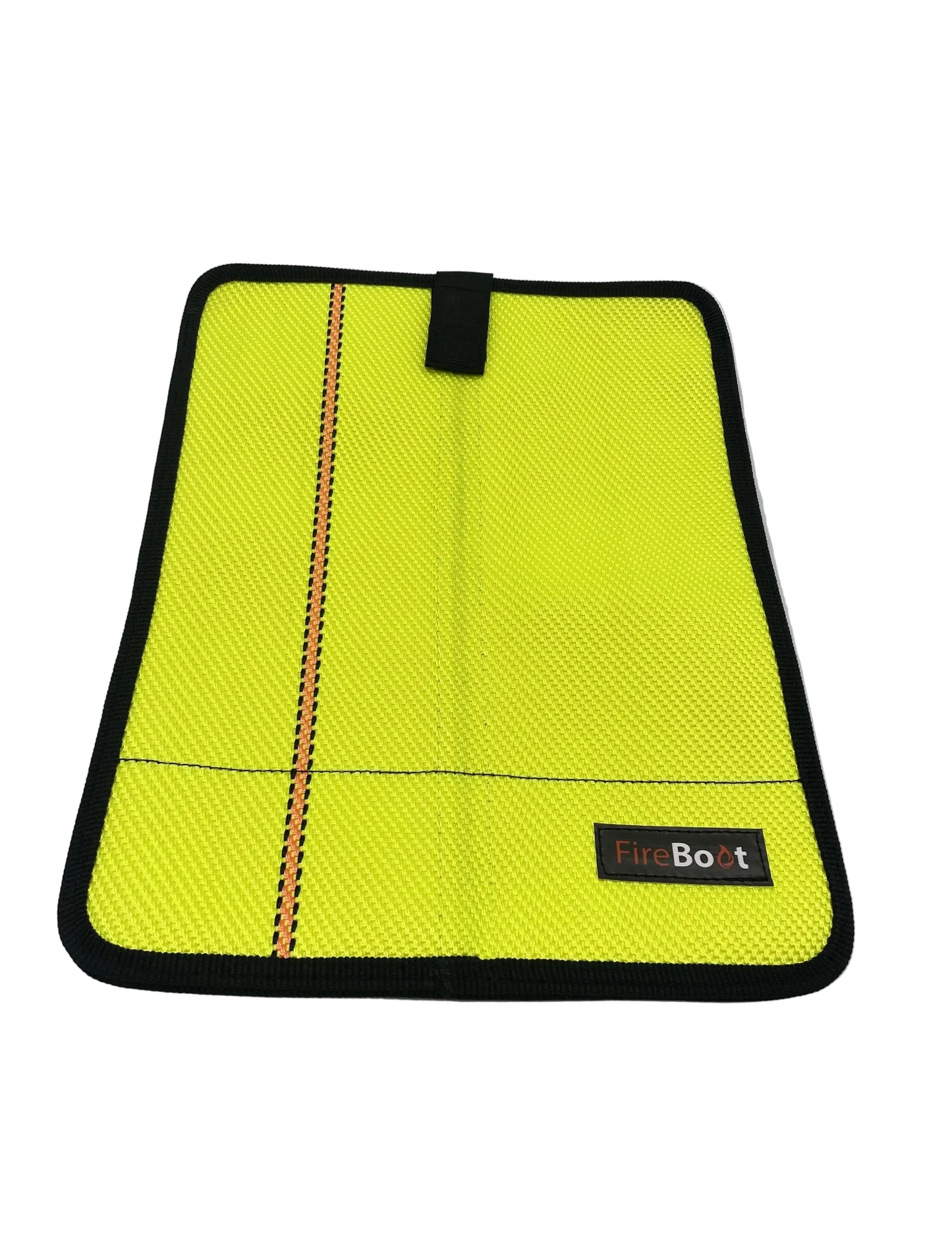 Tablet Hülle XL Neon mit orangen Streifen aus Feuerwehrschlauch, vorne