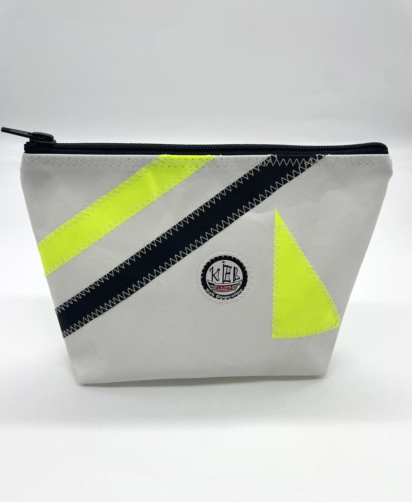 Kosmetiktasche weiß Streifen Schwarz/Neon