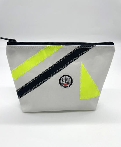 Kosmetiktasche weiß Streifen Schwarz/Neon