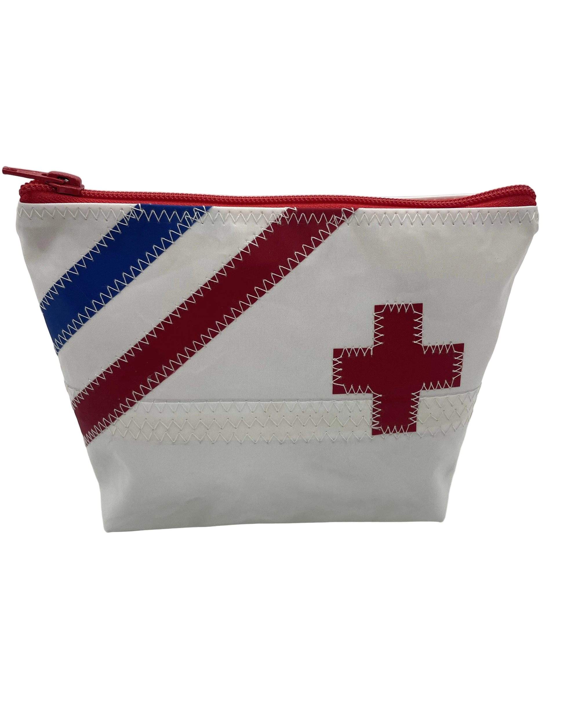 Kosmetiktasche in weiß mit rotem Kreuz, Vorne