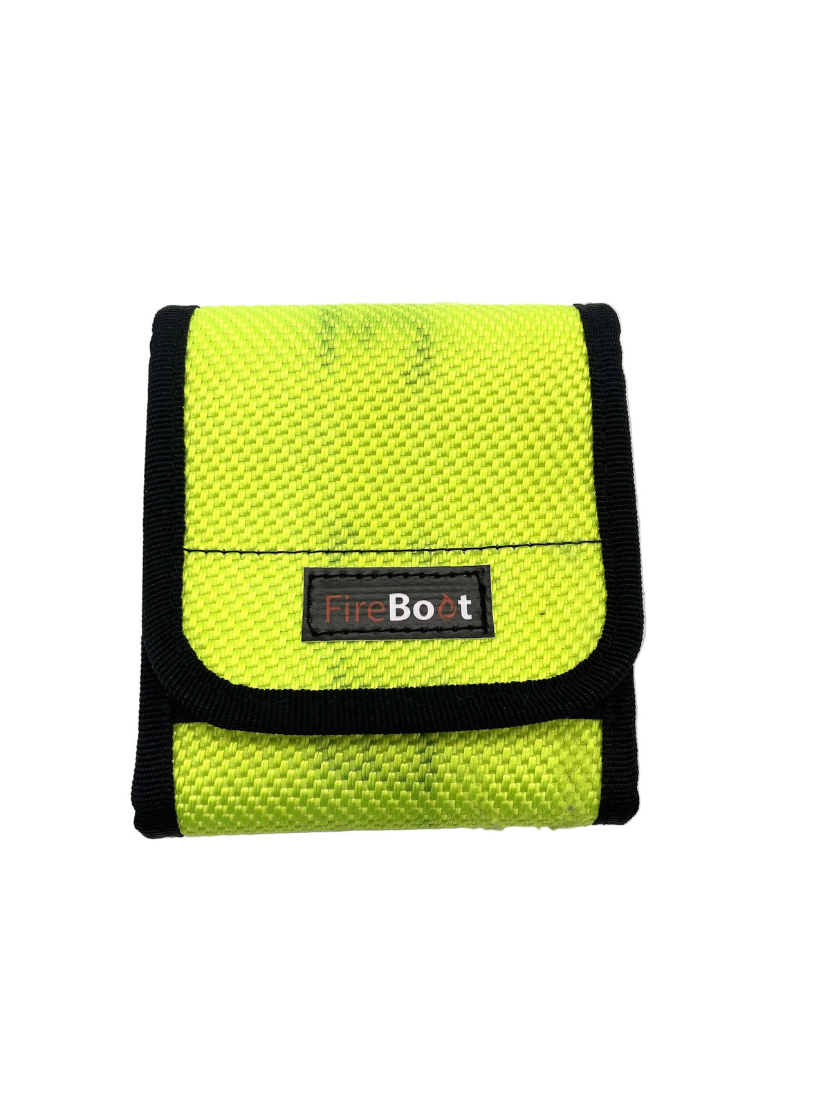 Schlüsseltasche L aus recyceltem Feuerwehrschlauch in Neongelb mit Schlüsselring.