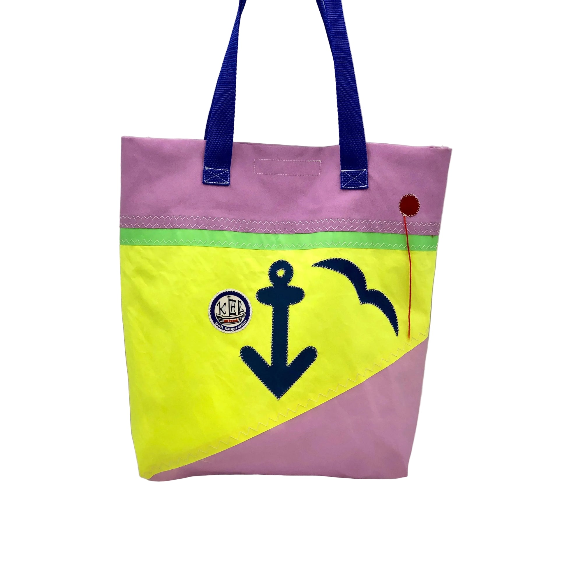 #Shopper in Pink/Gelb aus Segeltuch. Segeltuch
